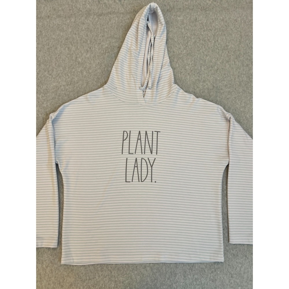 Rae Dunn Berkley Hoodie Women's Medium Plant Lady Striped Sweatshirt Cozy